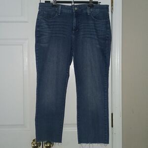 NYDJ rough hem straight ean cropped capris jeans Sz 14P EUC